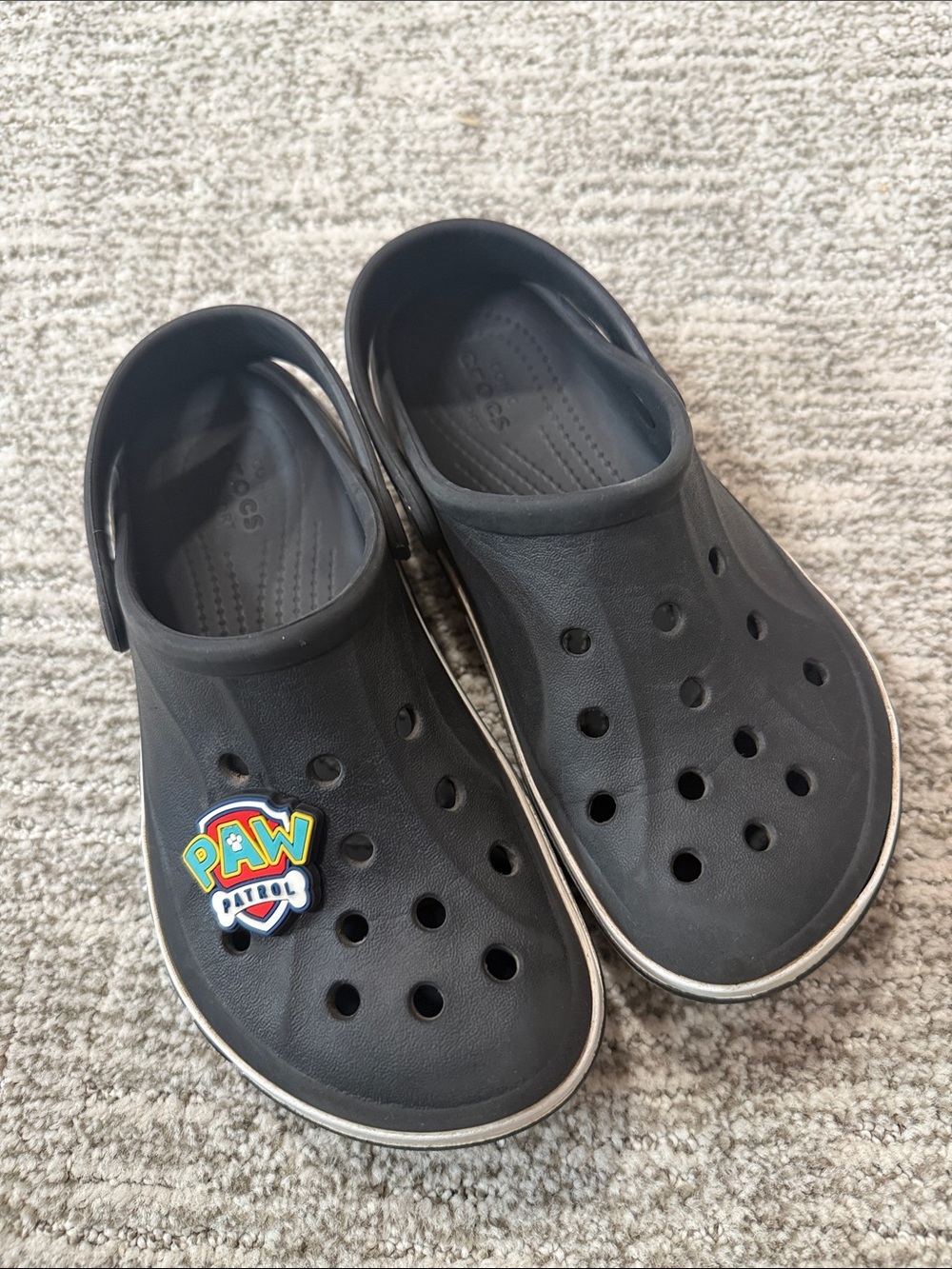 Kids Black Croc Shoes with Paw Patrol Charm